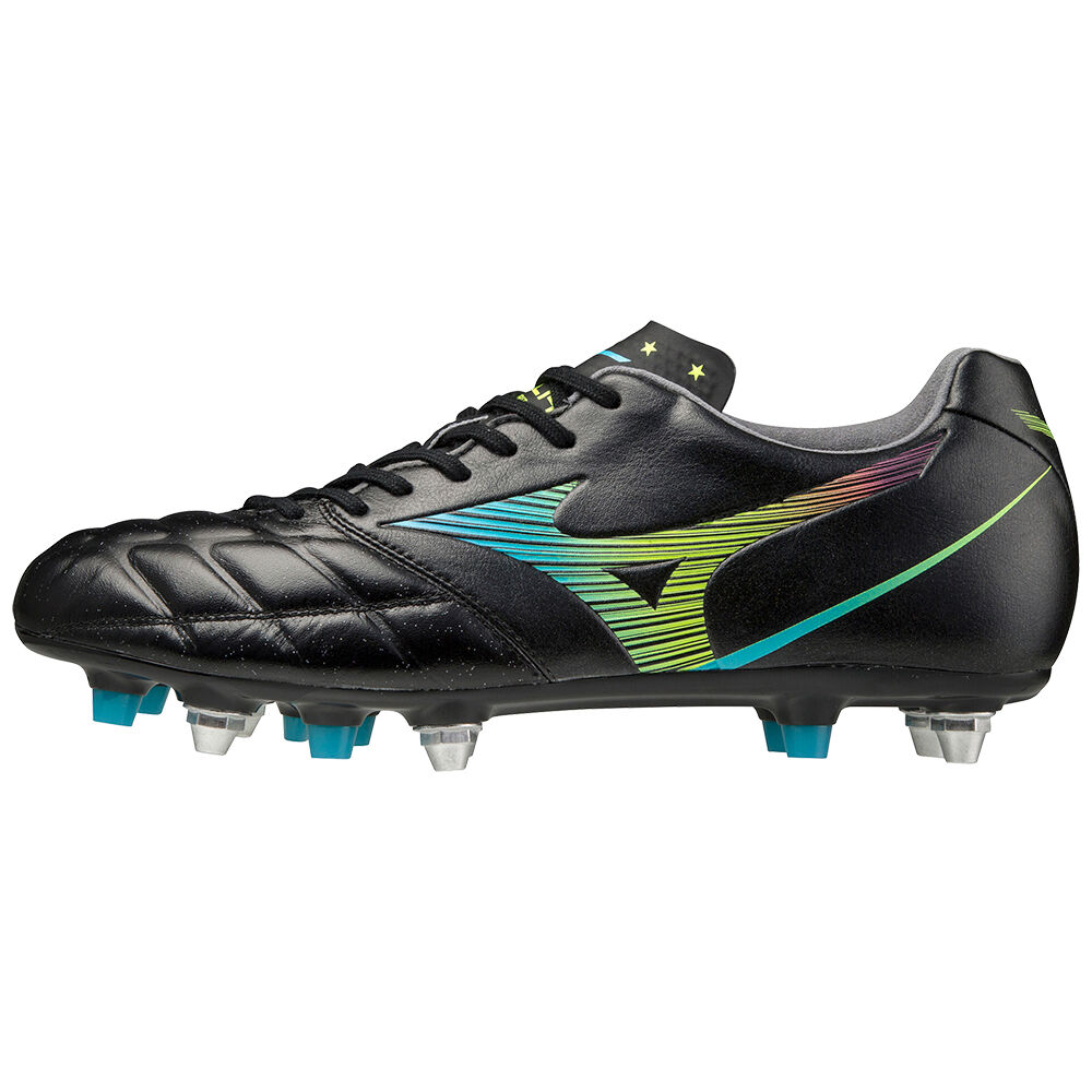 Chuteiras Mizuno Rebula Cup Japan Mix - Homem - Pretas/Azuis Turquesa - BUZQA7690